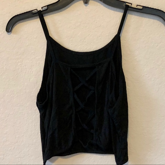 Black Criss Cross Back Crop Top - Picture 4 of 4